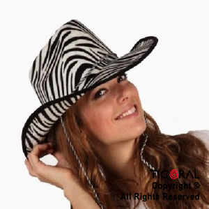 SOMBRERO COWBOY ANIMAL PRINT CEBRA x 1